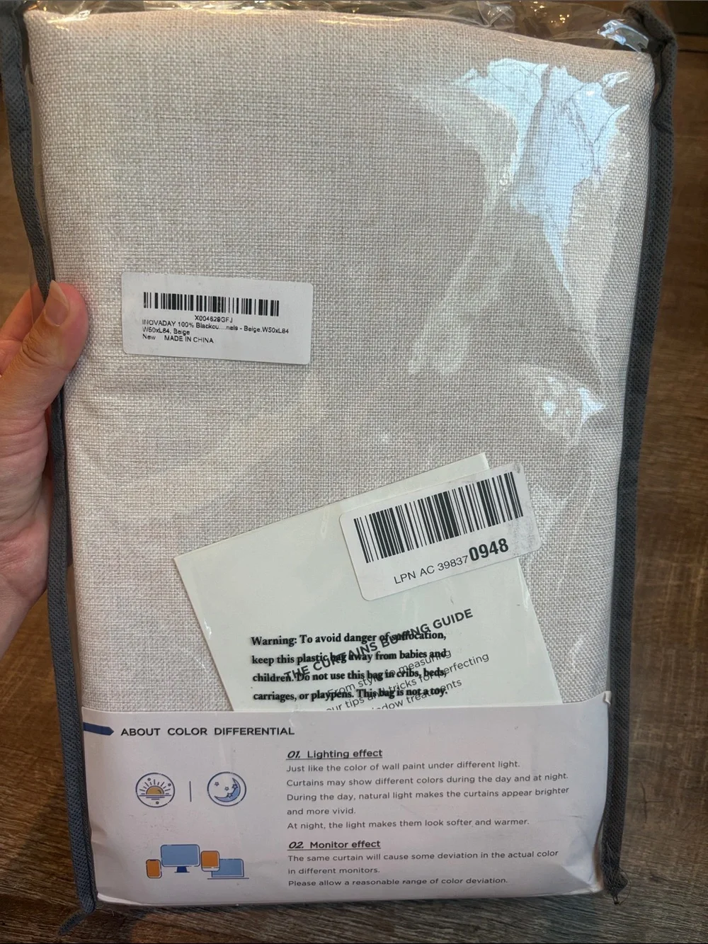 Blackout Curtain Panels Lined 50x84” Beige & Hooks NEW READ